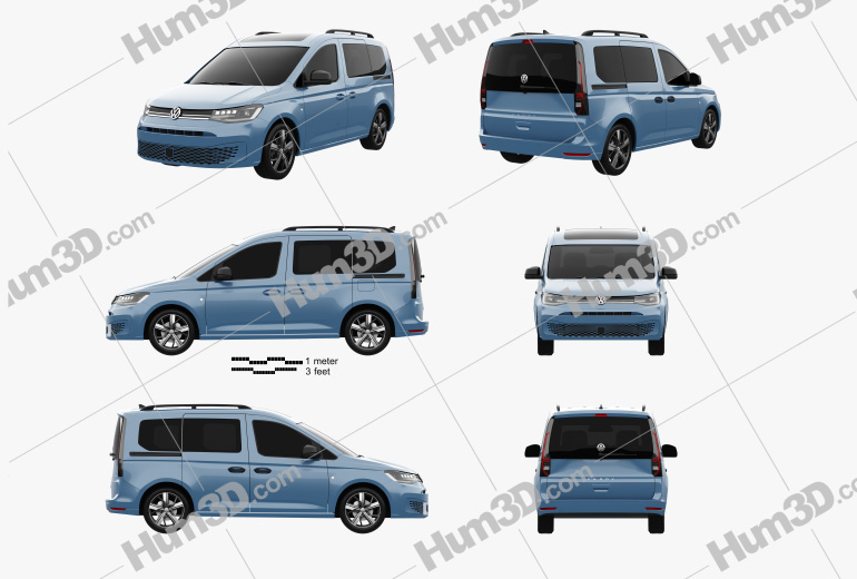 Volkswagen Caddy Life 2022 Blueprint Template
