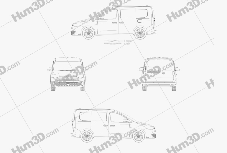 Volkswagen Caddy Panel Van 2022 Чертеж