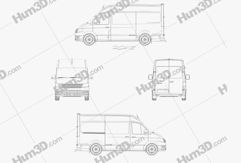 Volkswagen E-Crafter Kastenwagen L1H2 2020 Blueprint