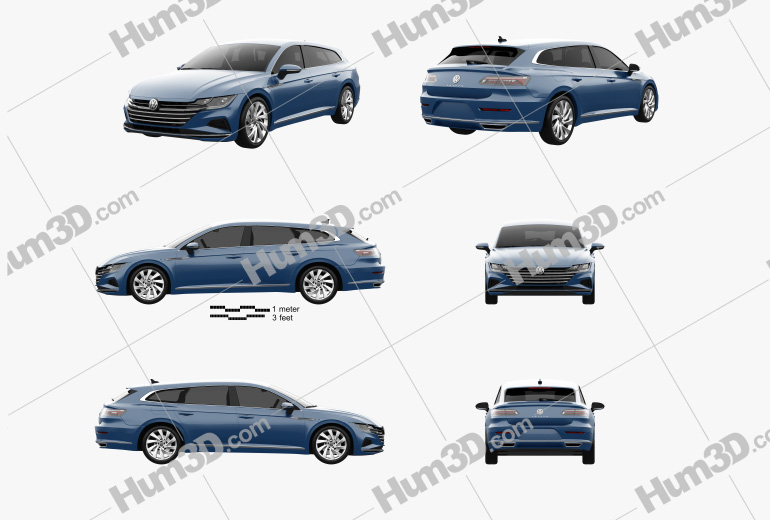 Volkswagen Arteon Shooting Brake Elegance 2020 Blueprint Template
