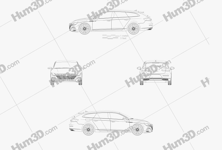 Volkswagen Arteon Shooting Brake R-Line 2020 Креслення