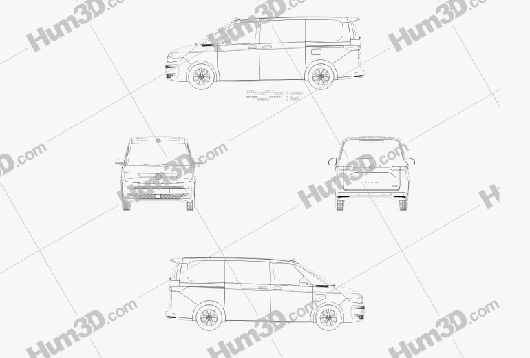 Volkswagen Transporter Multivan LWB 2021 蓝图