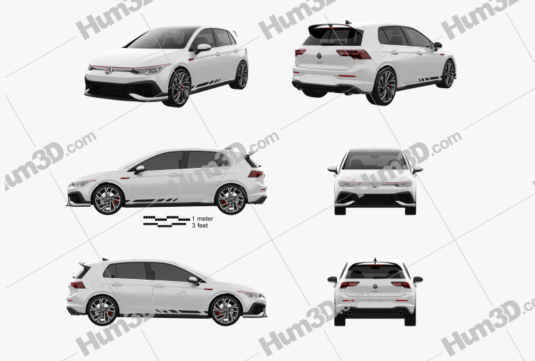 Volkswagen Golf GTI Clubsport 5-door hatchback 2022 Blueprint Template