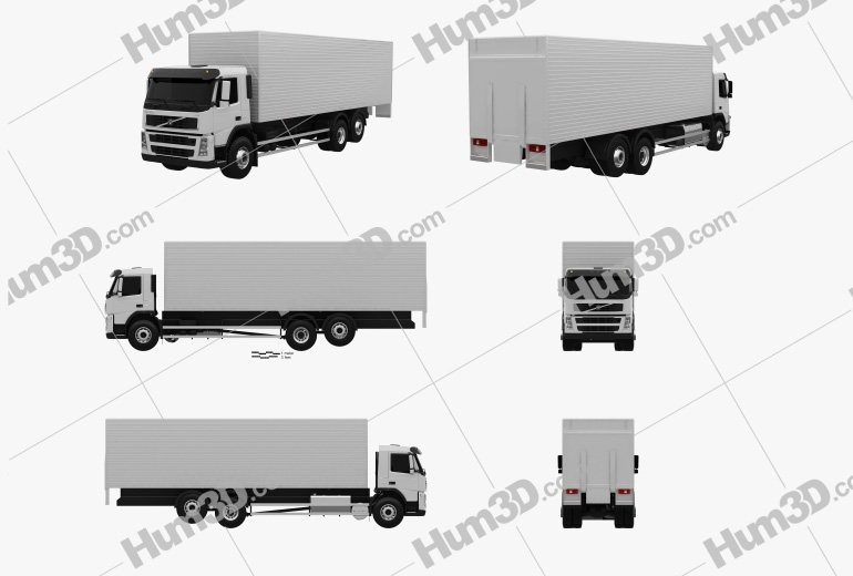 Volvo FM Truck 6x2 Delivery 2010 Blueprint Template