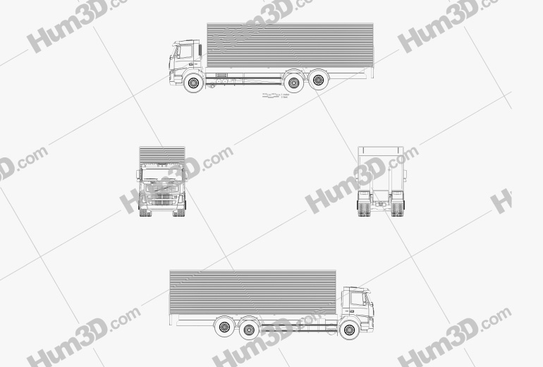 Volvo FM Truck 6x2 Delivery 2010 Blueprint