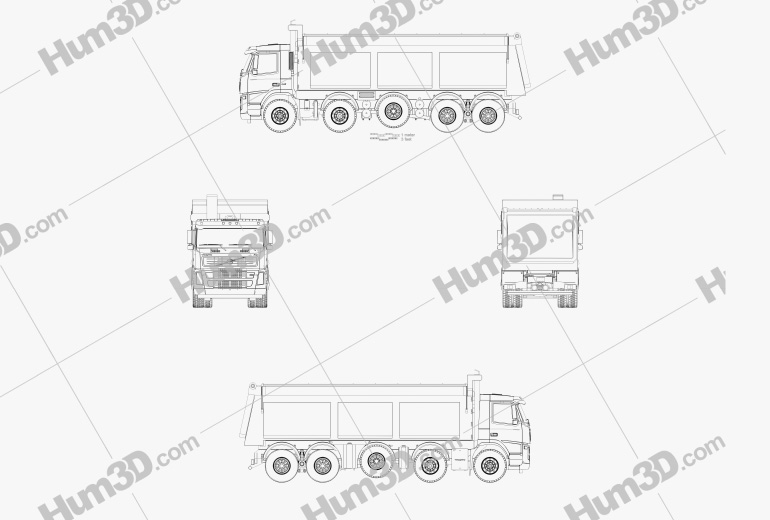 Volvo FM Truck 10×4 Dumper Truck 2009 Blueprint