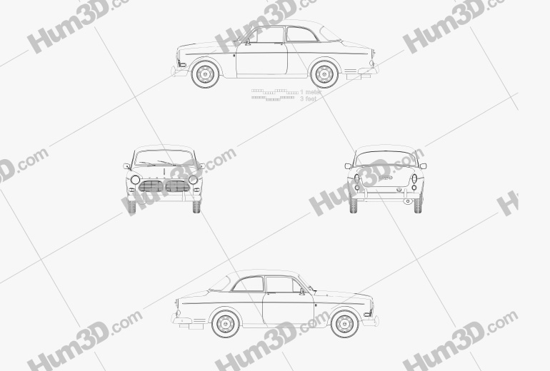 Volvo Amazon coupé 1961 Disegno Tecnico
