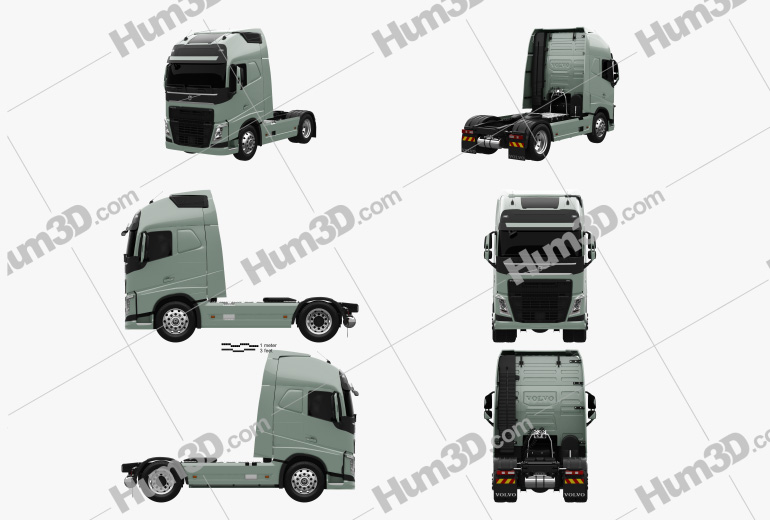 Volvo FH Tractor Truck 2016 Blueprint Template
