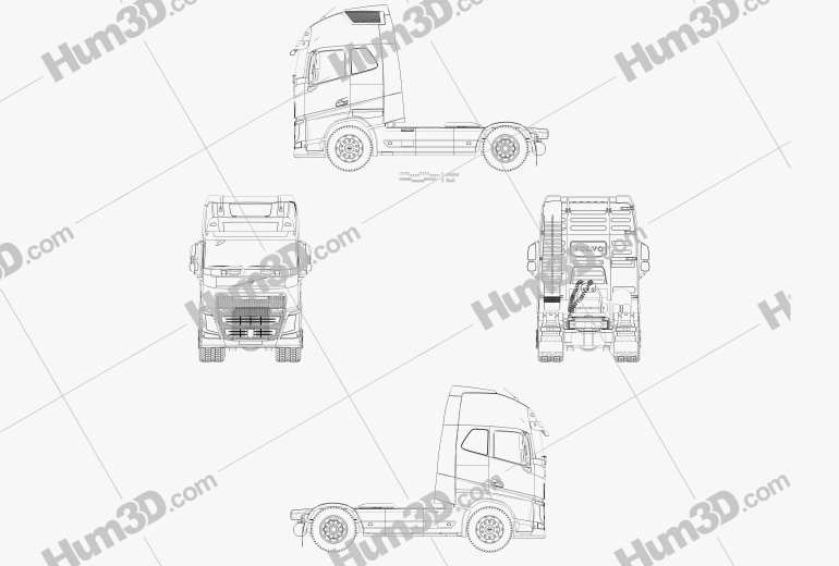 Volvo FH Tractor Truck 2016 Blueprint