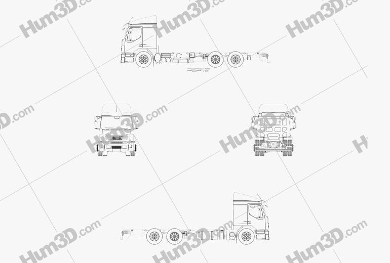 Volvo FE Chassis Truck 2014 Blueprint
