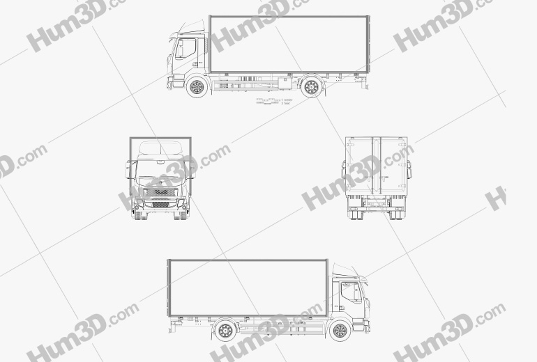 Volvo FL Box Truck 2013 Disegno Tecnico