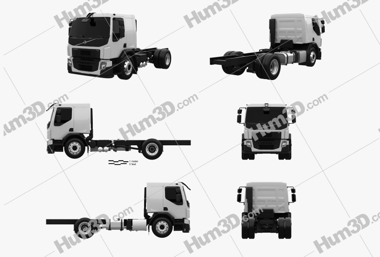 Volvo FE Chassis Truck 2-axle 2016 Blueprint Template