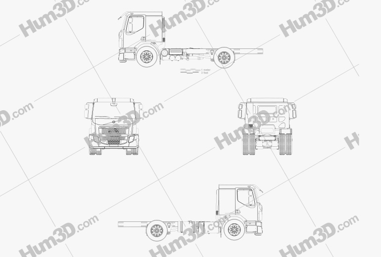 Volvo FE Chassis Truck 2-axle 2016 Blueprint