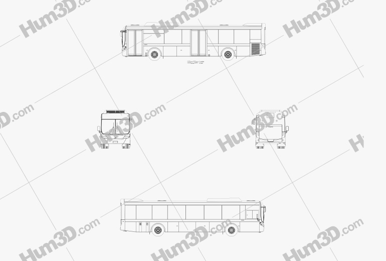 Volvo B7RLE Ônibus 2015 Blueprint