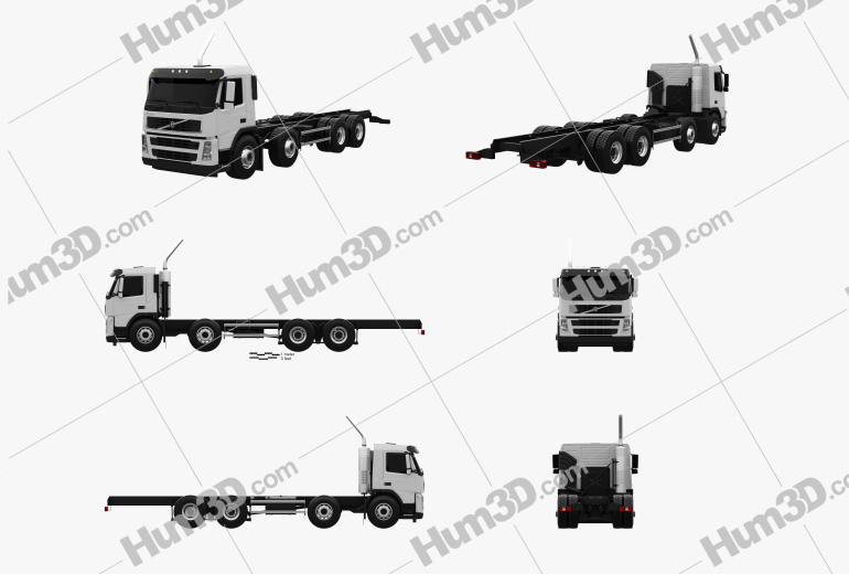 Volvo FM Chassis Truck 4-axle 2015 Blueprint Template
