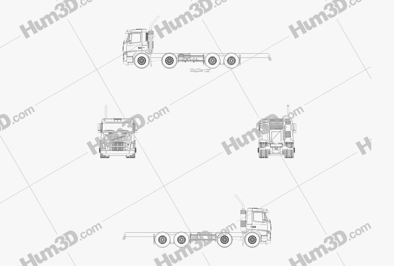 Volvo FM Chassis Truck 4-axle 2015 Blueprint