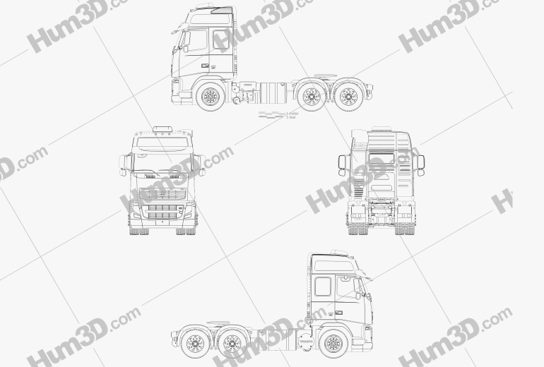 Volvo FH Camion Trattore 3 assi 2012 Blueprint