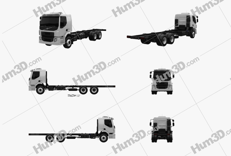Volvo VM 270 Chassis Truck 3-axle 2017 Blueprint Template