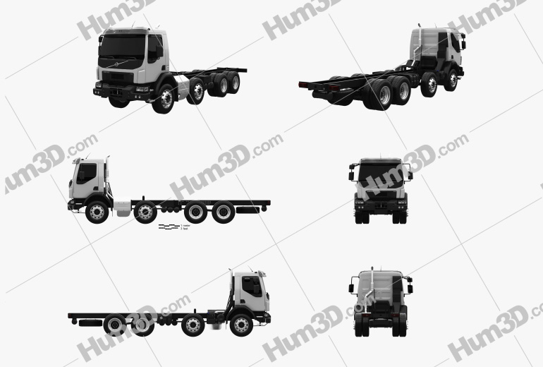 Volvo VM 270 Chassis Truck 4-axle 2017 Blueprint Template