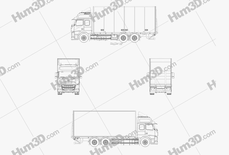 Volvo FM 370 箱式卡车 2017 蓝图