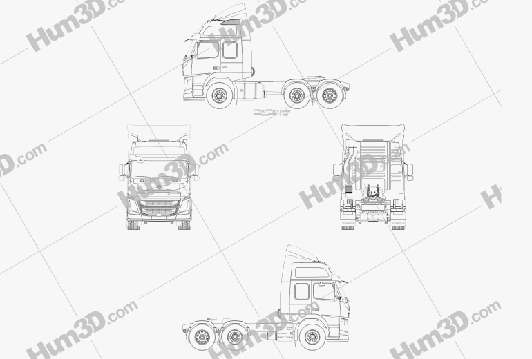 Volvo FM 460 Tractor Truck 2017 Blueprint