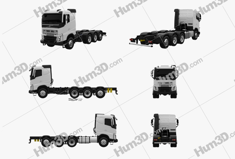 Volvo FH Chassis Truck 4-axle 2019 Blueprint Template