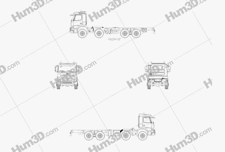 Volvo FMX Chassis Truck 4-axle 2017 Blueprint