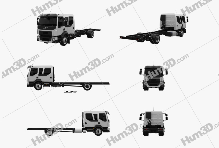 Volvo FL Crew Cab Chassis Truck 2018 Blueprint Template