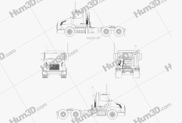 Volvo VNL (300) Tractor Truck 2014 Blueprint