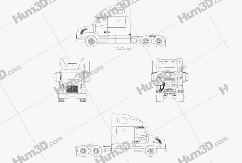 Volvo VNL (670) Camião Tractor 2014 Blueprint