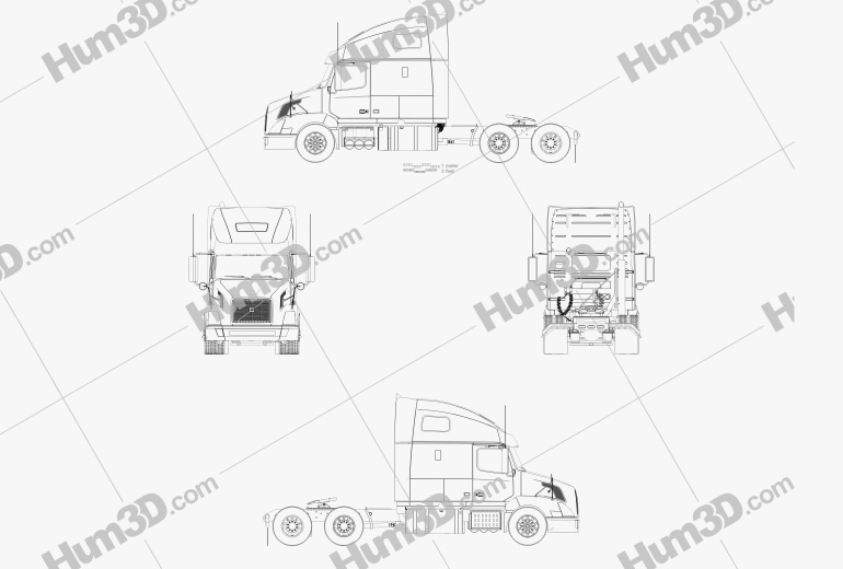 Volvo VNL (610) Camión Tractor 2014 Blueprint