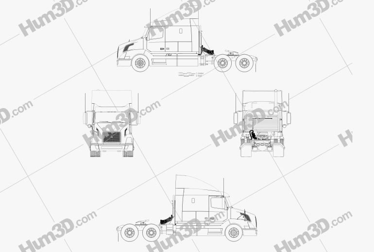 Volvo VNL (630) Tractor Truck 2014 Blueprint