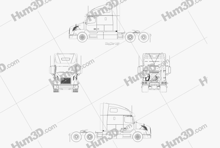 Volvo VNL (660) Camion Tracteur 2014 Blueprint