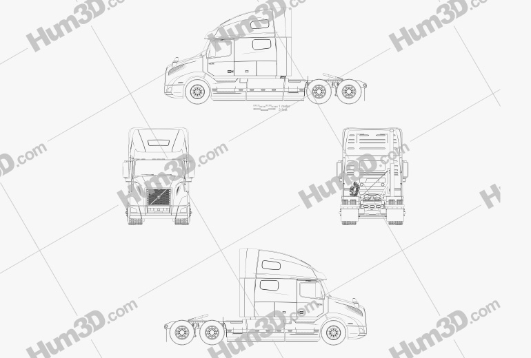 Volvo VNL (760) 트랙터 트럭 2020 도면