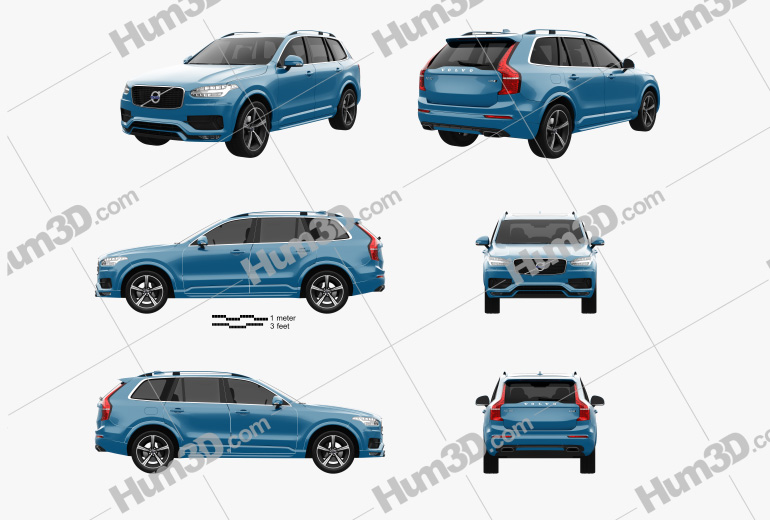 Volvo XC90 D5 R-Design 2018 Blueprint Template