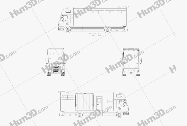 Volvo FE Roelofsen-Raalte RR2 Horse Truck 2021 Blueprint