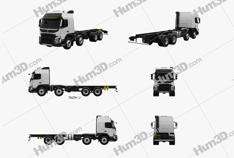 Volvo FMX Globetrotter Cab Chassis Truck 4-axle 2018 Blueprint Template