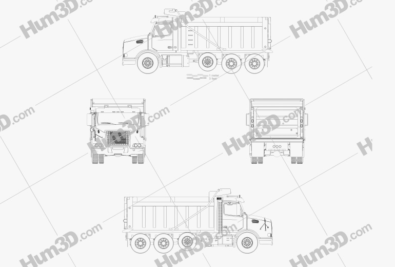 Volvo VHD Dump Truck 4-axle 2022 Blueprint