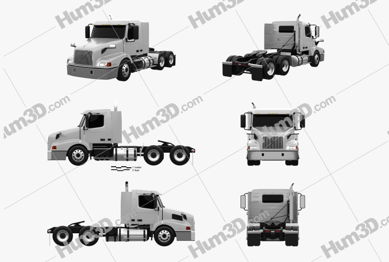 Volvo VNL WIA64T Day Cab Tractor Truck 2004 Blueprint Template