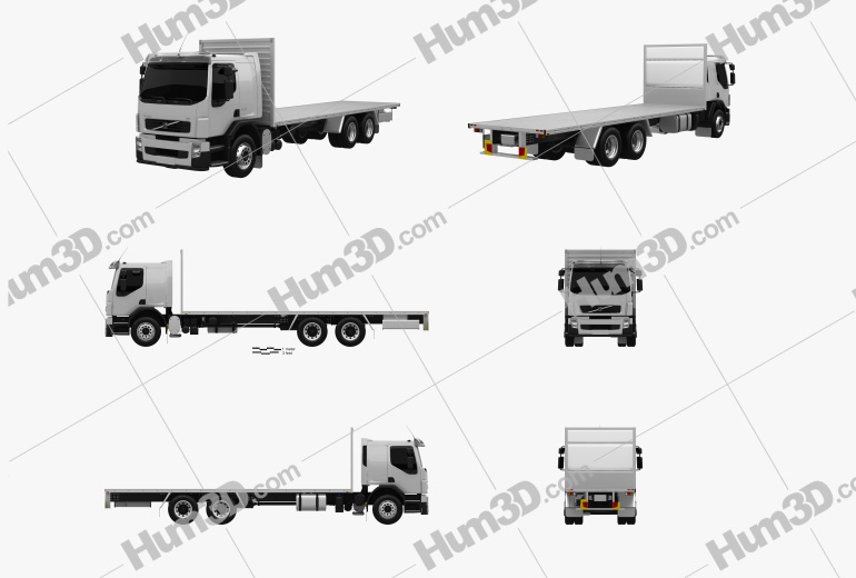 Volvo FE Flatbed Truck 2021 Blueprint Template