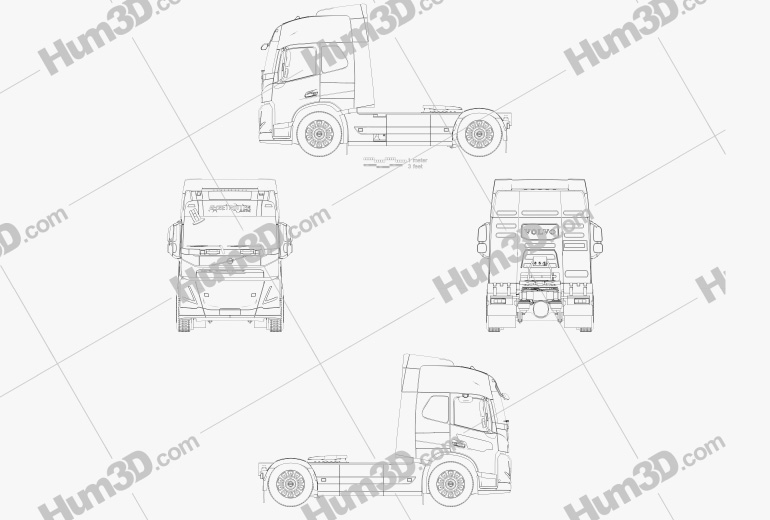 Volvo Electric Camión Tractor 2020 Blueprint