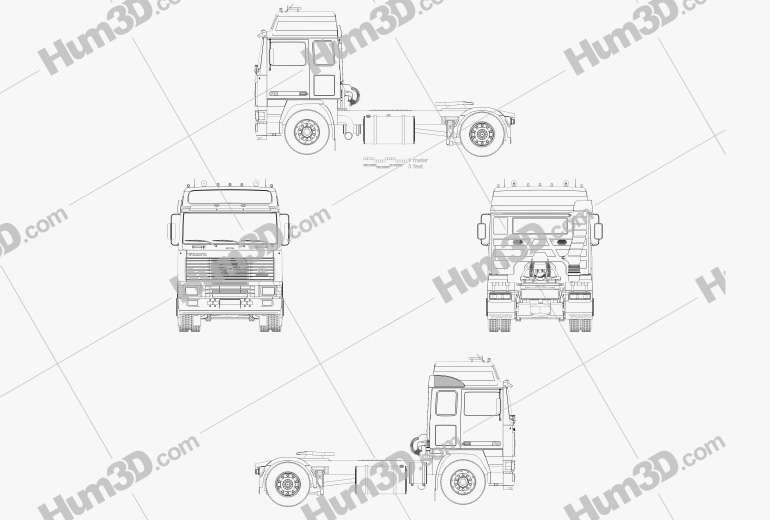 Volvo F10 Tractor Truck 1987 Blueprint