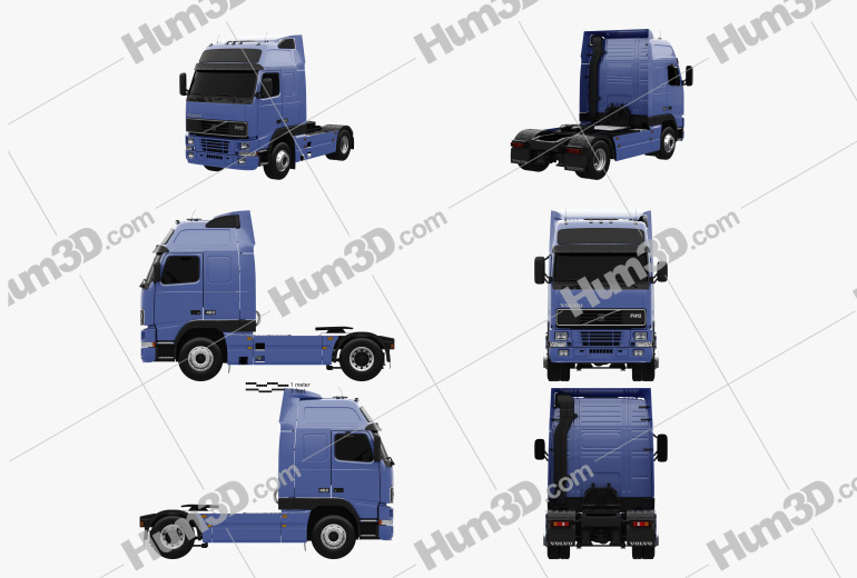 Volvo FH12 Globetrotter XL Tractor Truck 2-axle 2000 Blueprint Template