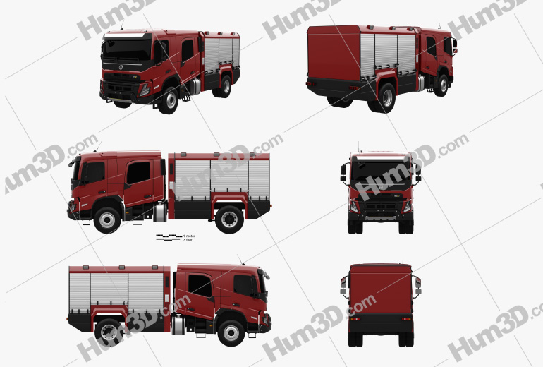Volvo FMX Crew Cab Fire Truck 2022 Blueprint Template