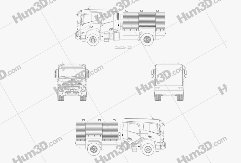 Volvo FMX Crew Cab Camión de Bomberos 2022 Blueprint