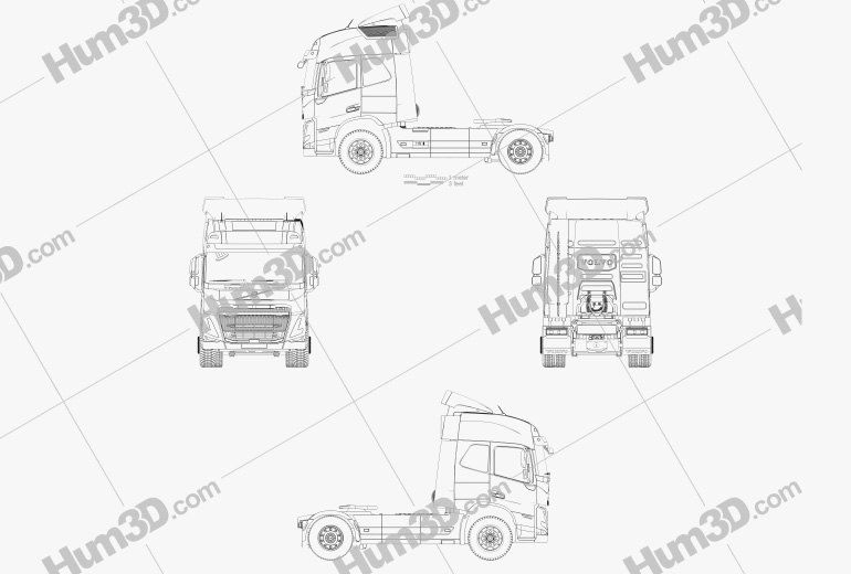 Volvo FM Tractor Truck 2022 Blueprint