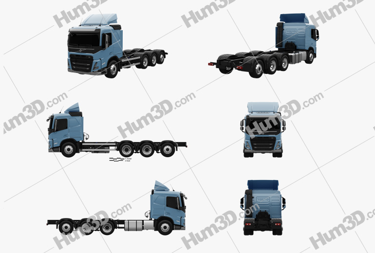Volvo FM Chassis Truck 4-axle 2020 Blueprint Template