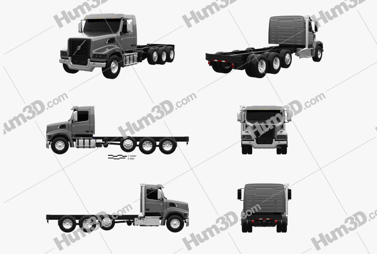 Volvo VHD 300AF Chassis Truck 4-axle 2021 Blueprint Template
