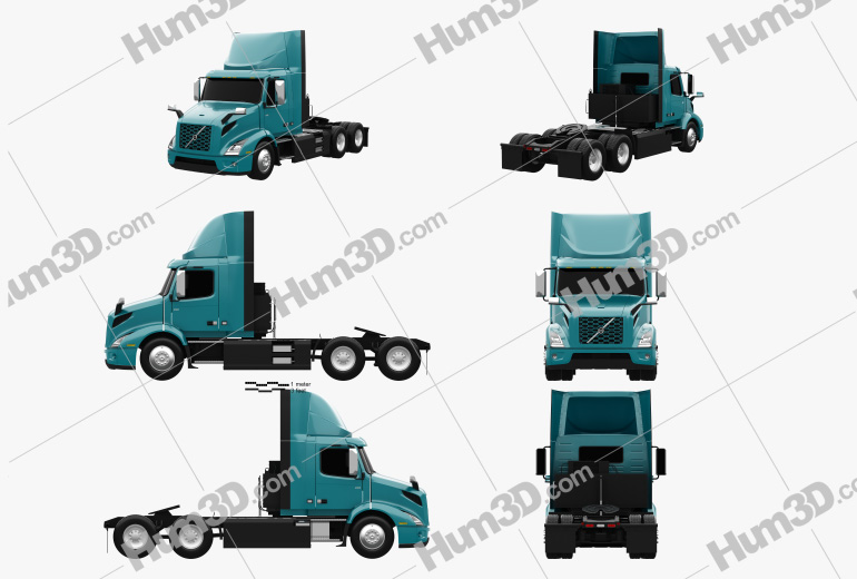 Volvo VNR Electric Tractor Truck 3-axle 2022 Blueprint Template