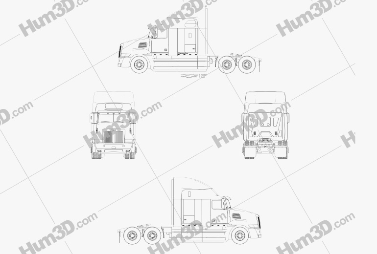 Western Star 5700XE Camion Trattore 2014 Blueprint
